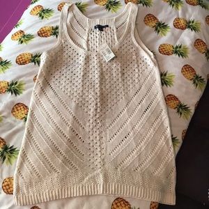 Knit cream/gold tank top